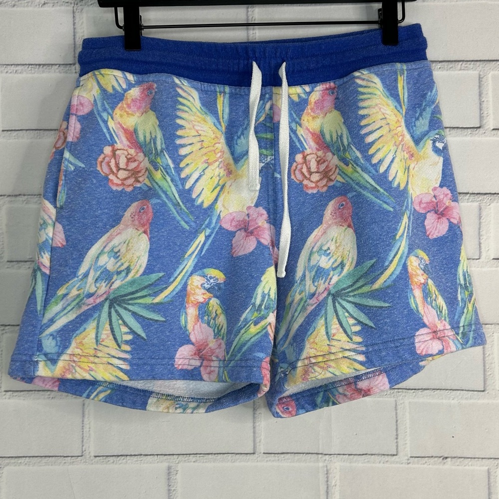 Chubbies Women's Authentic Tropical Parrot Fleece Drawstring Shorts size medium